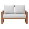 Alaterre Furniture Grafton Eucalyptus 2-Seat Outdoor Bench with Gray Cushions ANGT02EBO